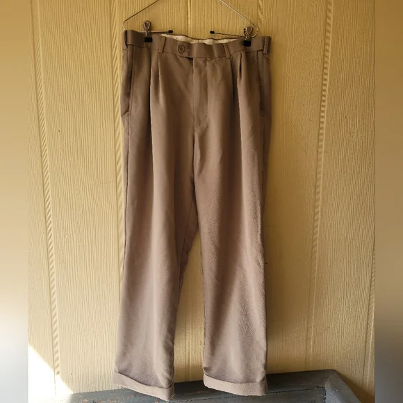 george pleated dress pants George George Mens Dress Pants 40x30 Classic Fit Pleated Wrinkle Resistant Easy Care Beige Straight Front Zip